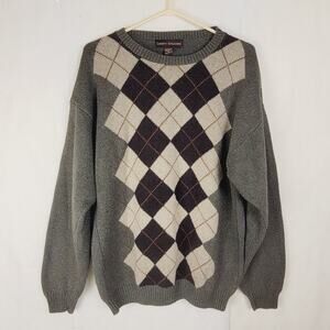 Liberty Sweaters speckled grey argyle sweater Size Med preppy grandpacore retro